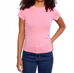 NEW CHARLIE B tencel rib crew neck t shirt in pink